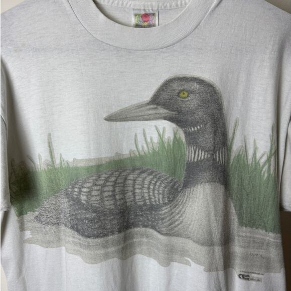 Vintage Loon Nature Tee Minnesota Bird 90s FOTL Tag - M/L - Picture 2 of 7